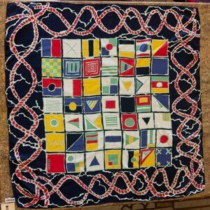 NWT Vintage Rodier Silk Scarf Made in Korea, Hand Rolled Edges 34" x 34"